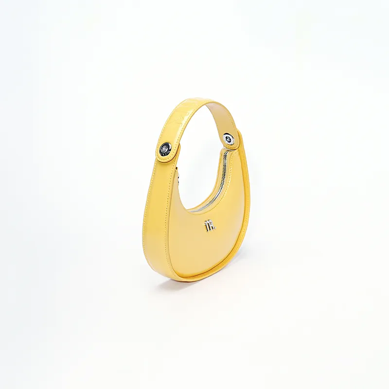 MUYSO Eco Friendly Recycled Leather Crescent Bag One Shoulder Handbag Small Size Women's Yellow-3