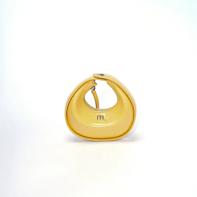 MUYSO Eco Friendly Recycled Leather Crescent Bag One Shoulder Handbag Small Size Women's Yellow-1