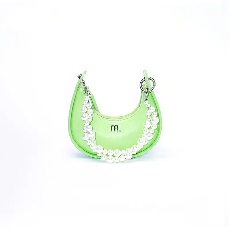 MUYSO Eco Friendly Recycled Leather Crescent Bag Handbag Small Size Women's Green-4