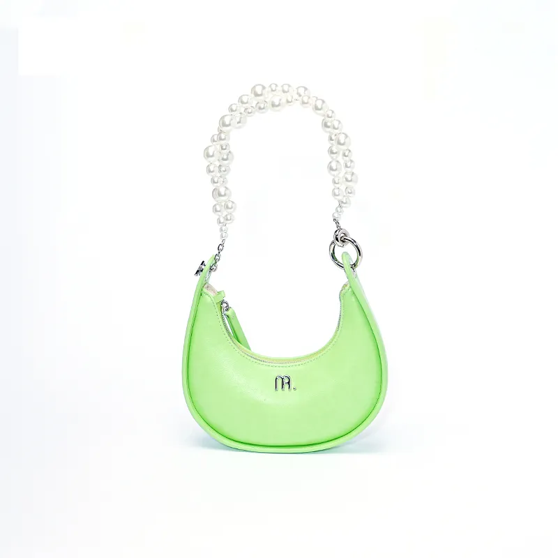 MUYSO Eco Friendly Recycled Leather Crescent Bag Handbag Small Size Women's Green-5