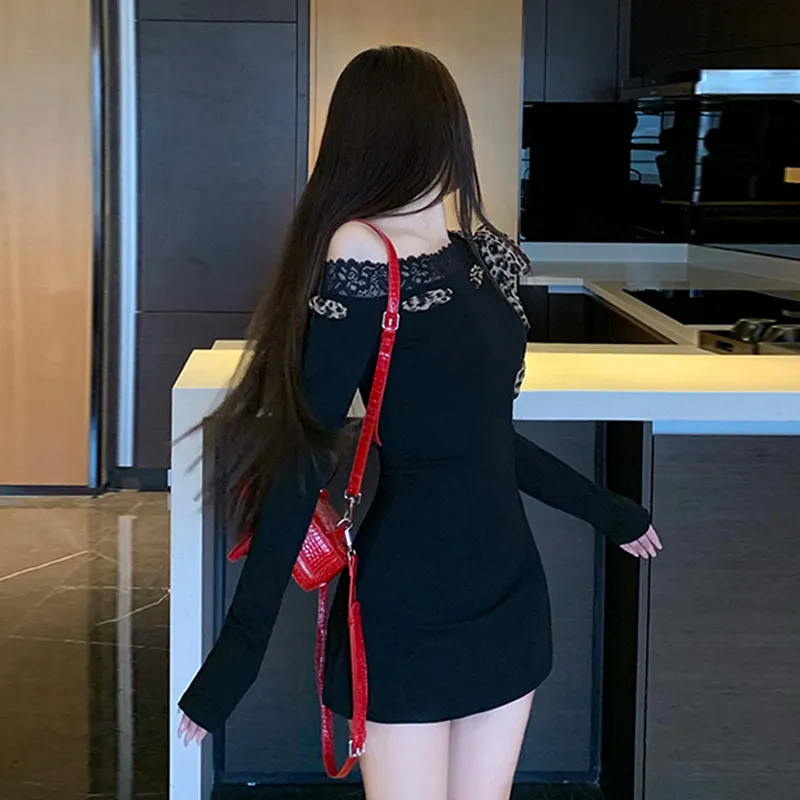 Dippanis Long Sleeved Dress Women's Black-5