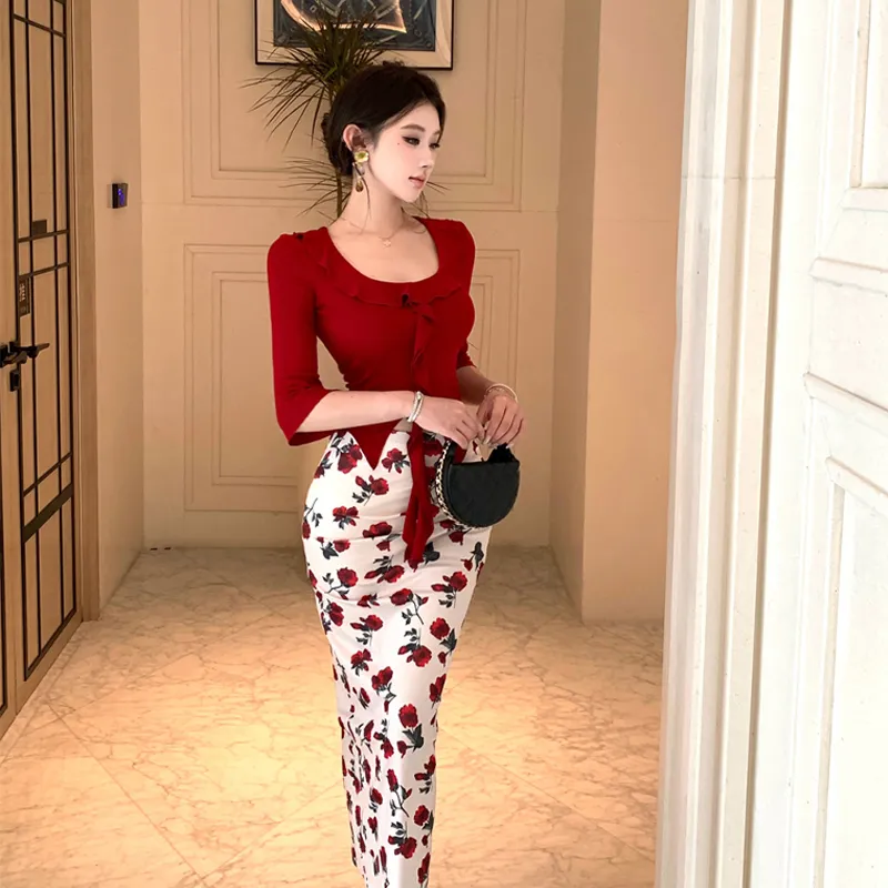 Dippanis Two Piece Skirt Sets Women's-4