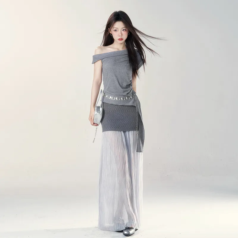Dippanis Skirt Set Women's Gray-2