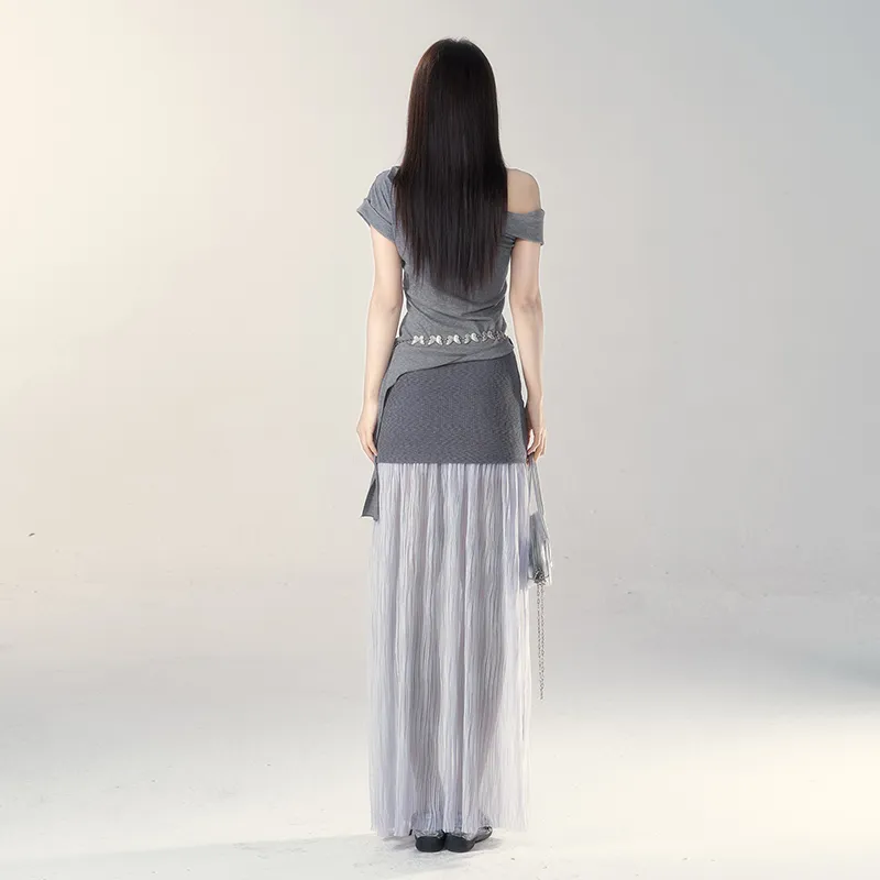 Dippanis Skirt Set Women's Gray-1