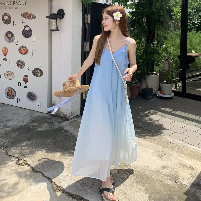Dippanis Slip Dresses Women's Blue Shopping Bag Included-5