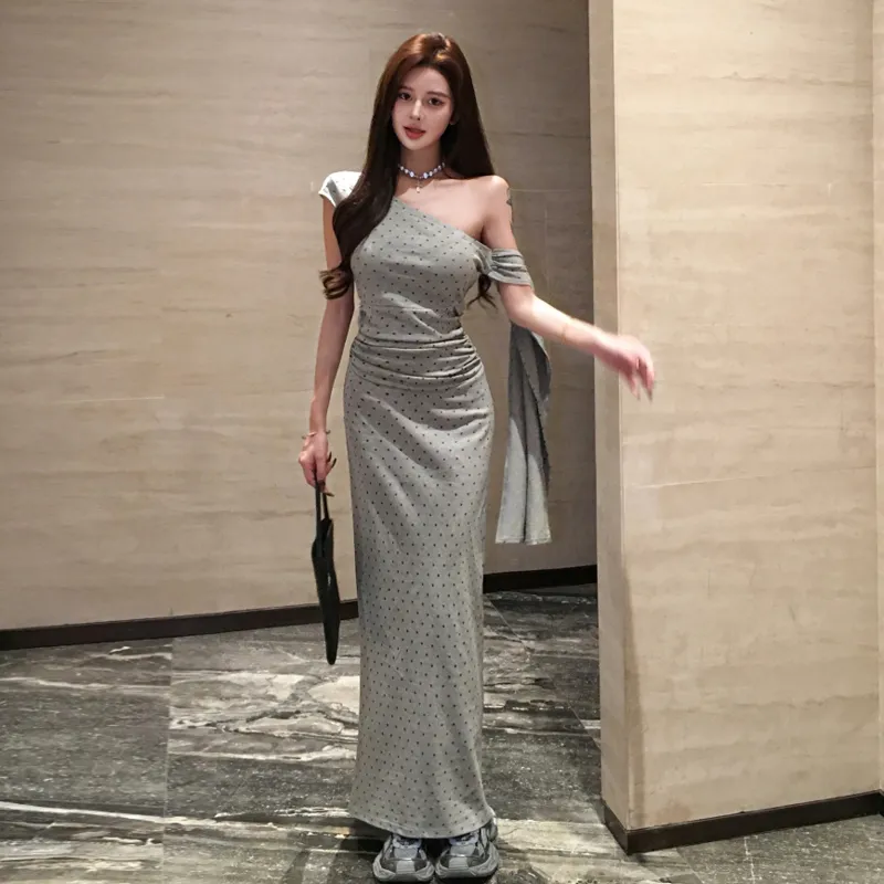 Dippanis Short Sleeved Dress Women's Gray-2