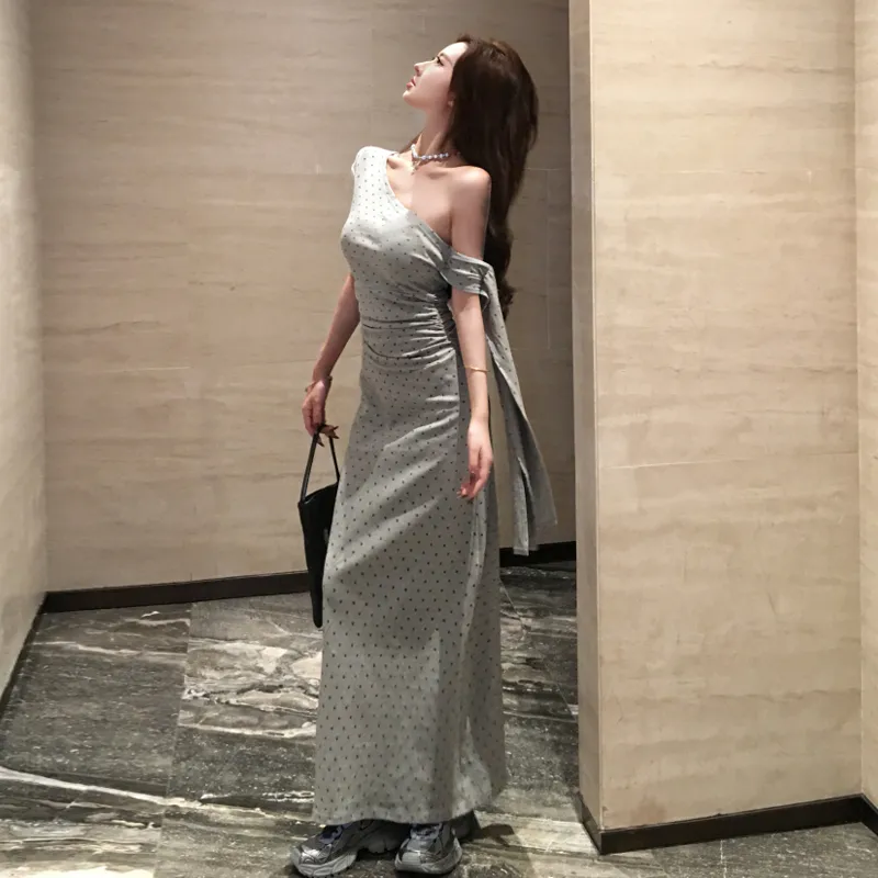 Dippanis Short Sleeved Dress Women's Gray-3