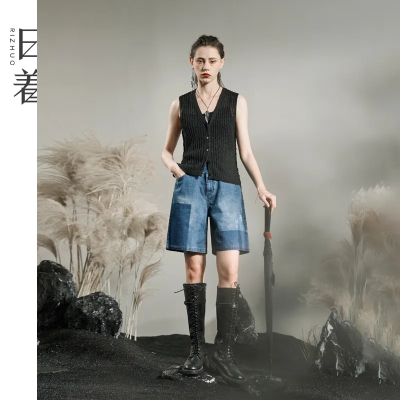 Rizhuo Denim Shorts Women's Wilderness Blue-1