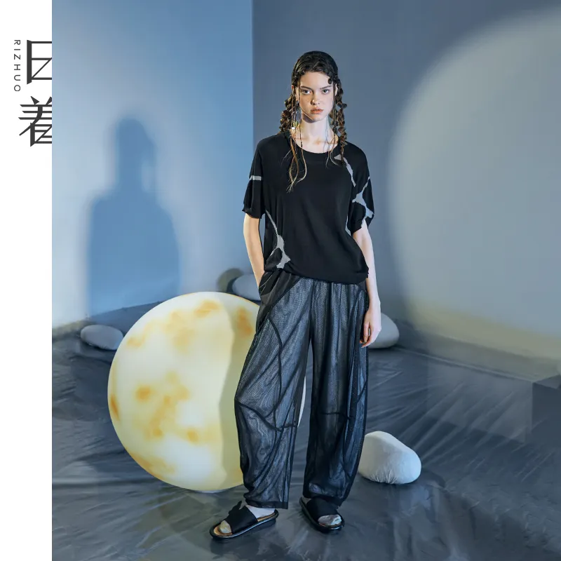 Rizhuo Drop Shoulder Sleeve T Shirt Women's-3
