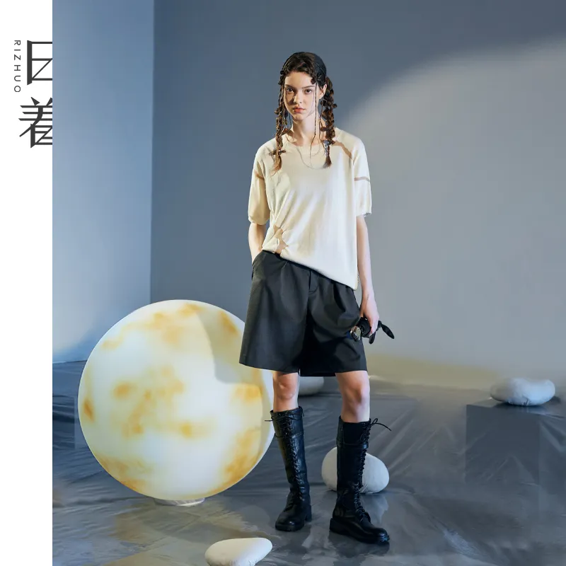 Rizhuo Drop Shoulder Sleeve T Shirt Women's-1