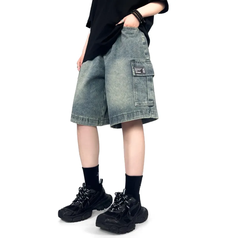 FAR BACK Denim Shorts Unisex-13