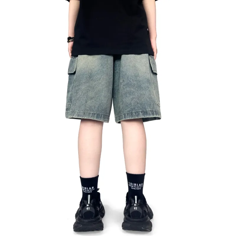 FAR BACK Denim Shorts Unisex-14