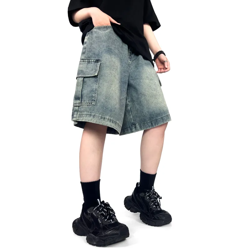 FAR BACK Denim Shorts Unisex-12
