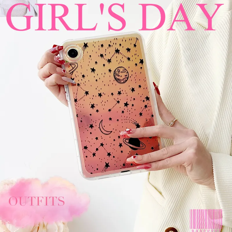 MAYGI TPU Chubby Girl Laser Painted Cartoon Compatibility Samsung Galaxy Tab A9 Flat Protective Case-6
