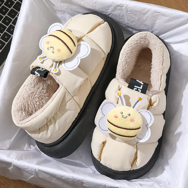 Red Bean Minimalist Style Cotton Slippers-2