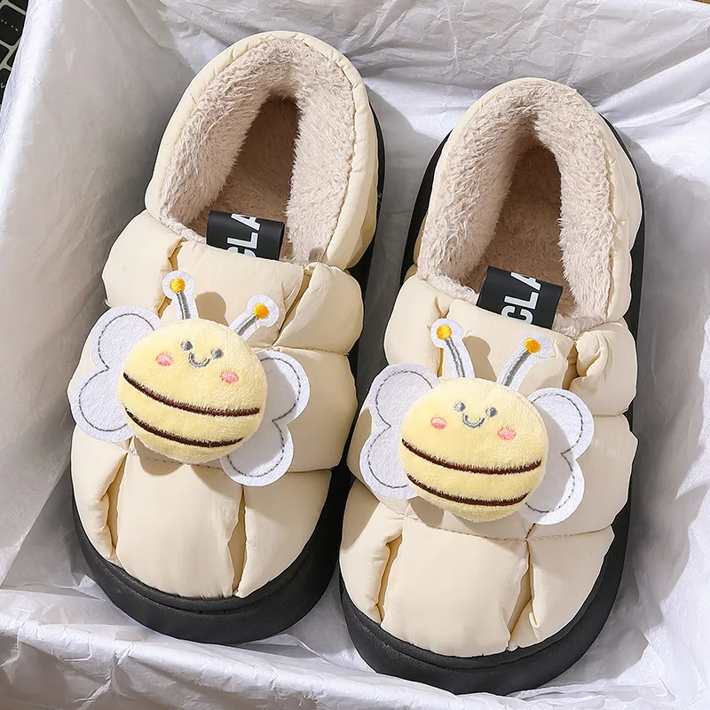 Red Bean Minimalist Style Cotton Slippers-3