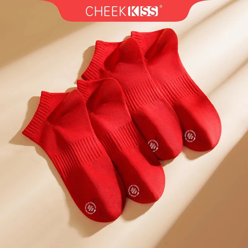 Cheekkiss Ankle Socks Men's Box 4-Pack Red-1