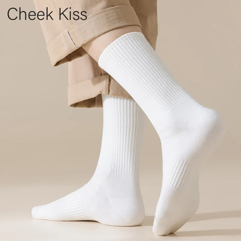 Cheekkiss Mid Calf Socks Men's 4 Pack White-1