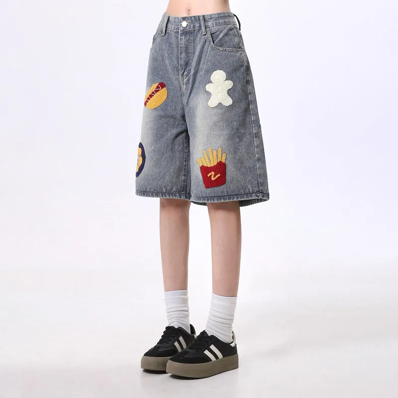 PAINT STAIN Denim Shorts Unisex-12