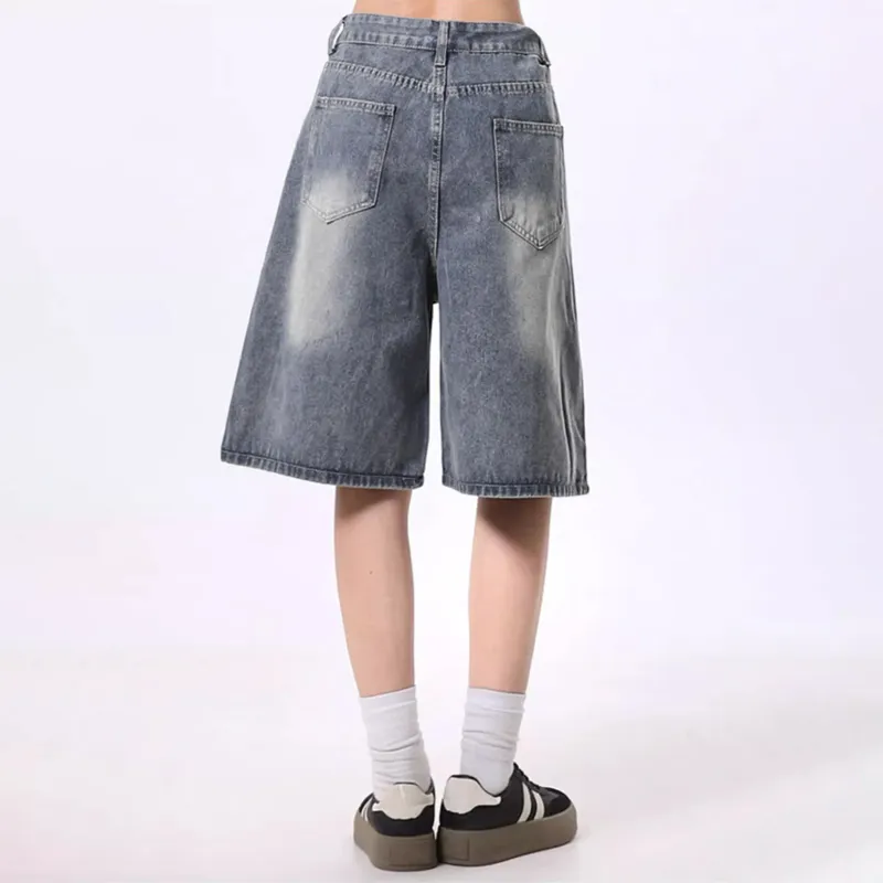 PAINT STAIN Denim Shorts Unisex-14
