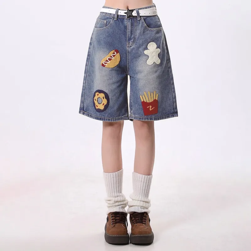 PAINT STAIN Denim Shorts Unisex-2