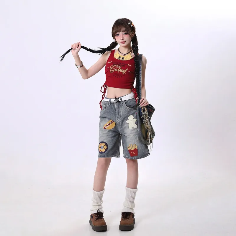 PAINT STAIN Denim Shorts Unisex-15