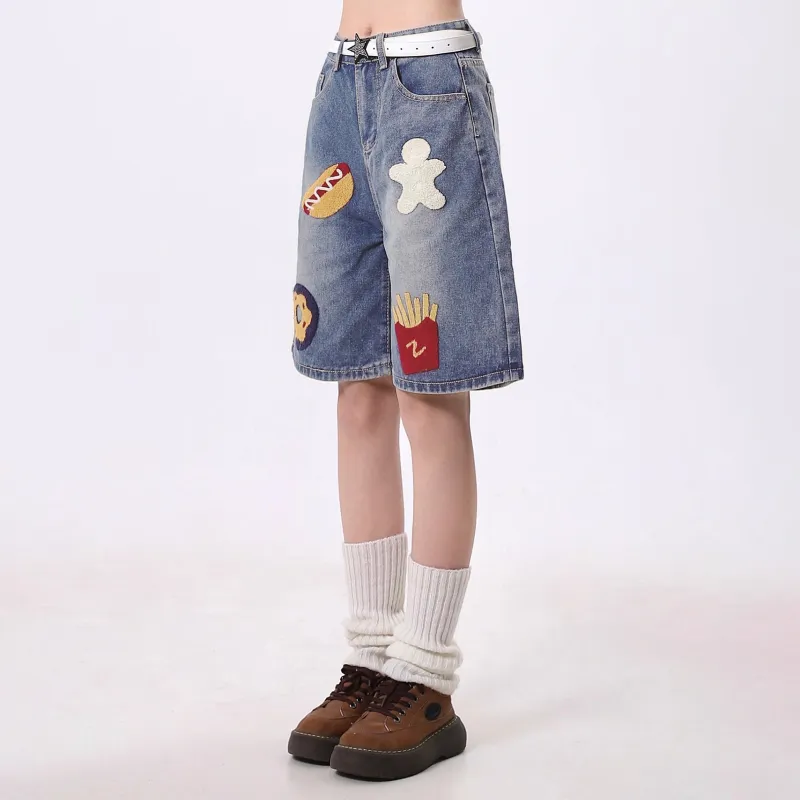 PAINT STAIN Denim Shorts Unisex-1