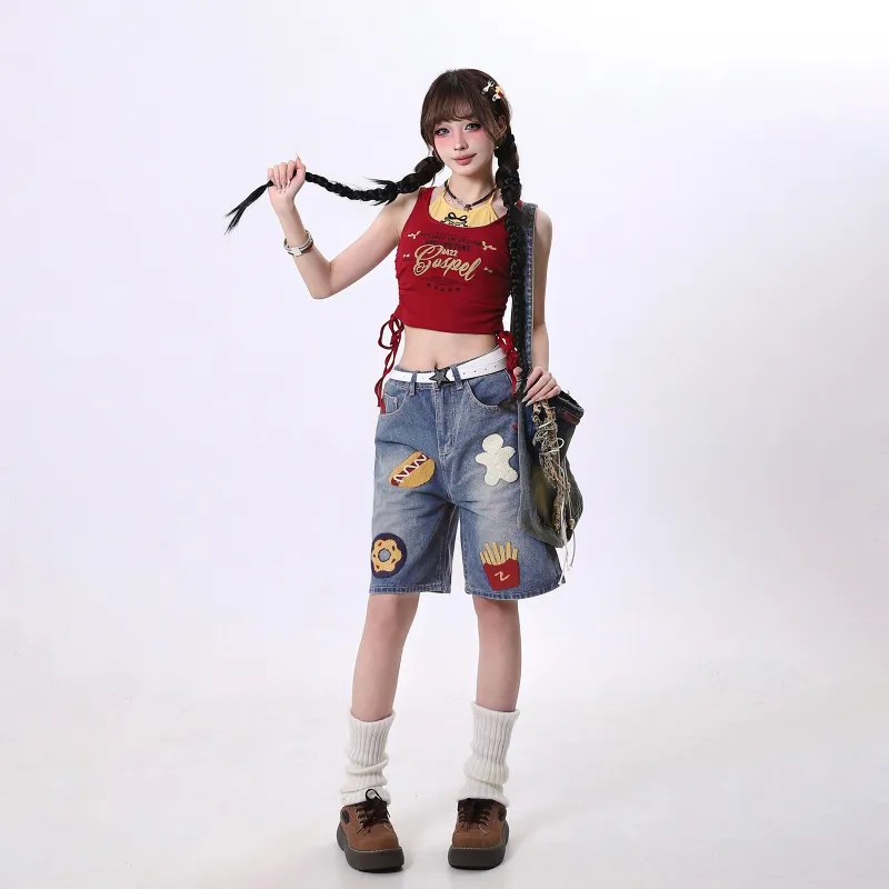 PAINT STAIN Denim Shorts Unisex-3
