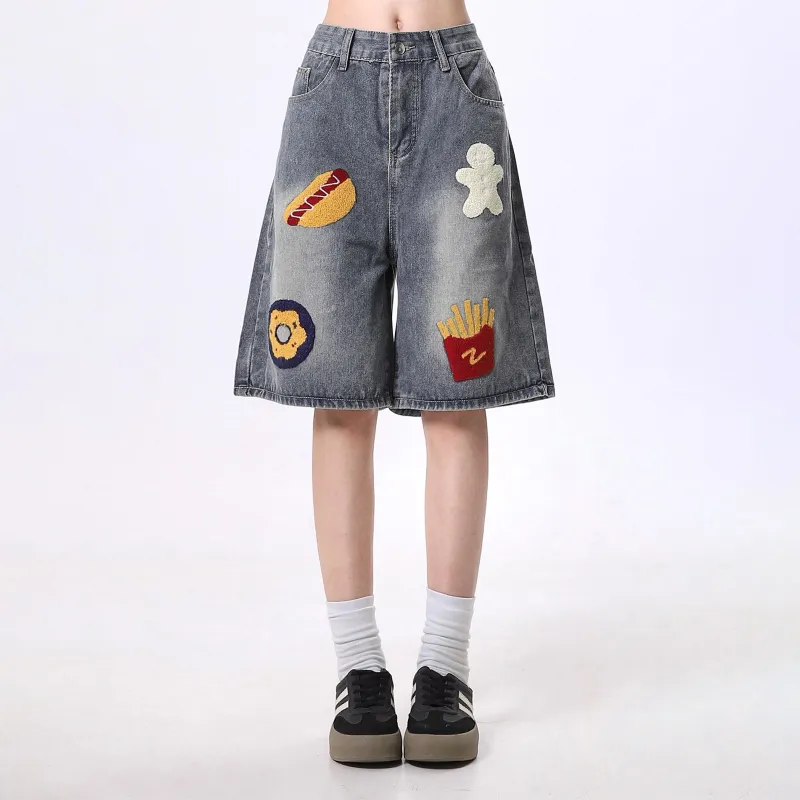 PAINT STAIN Denim Shorts Unisex-13