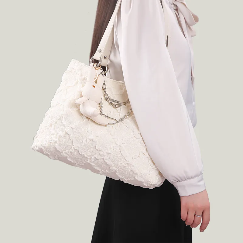 BUHOWE Fabric Tote Bag, Shoulder Bag Regular Women's Ecru-6