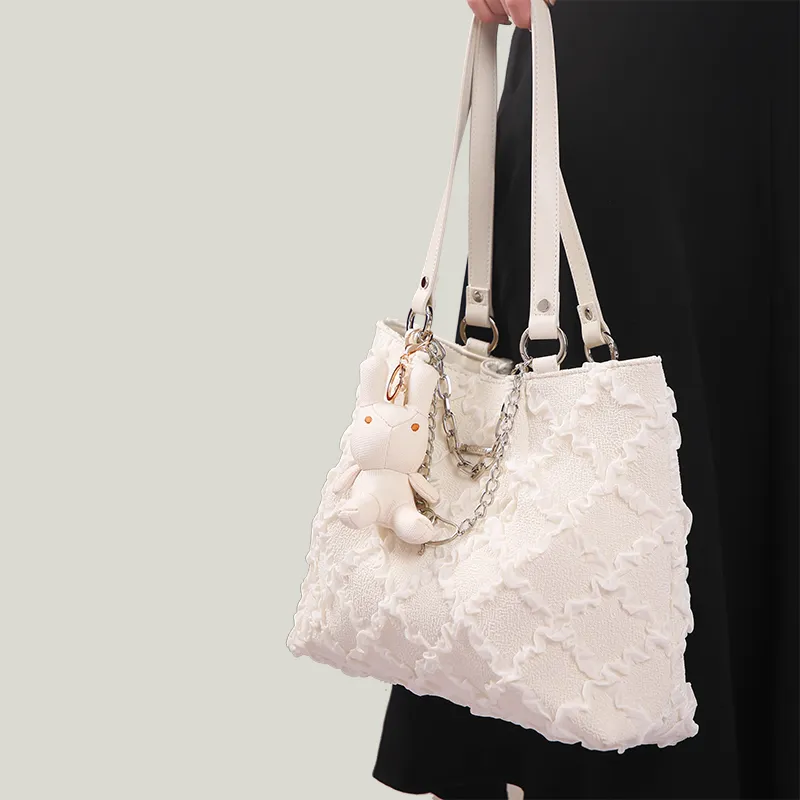 BUHOWE Fabric Tote Bag, Shoulder Bag Regular Women's Ecru-4