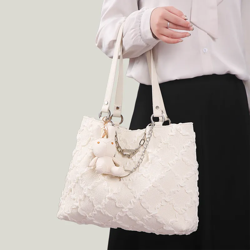 BUHOWE Fabric Tote Bag, Shoulder Bag Regular Women's Ecru-5