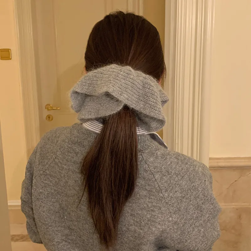 NICERURU Plush Knitted Fabric Hair Tie Women's-8