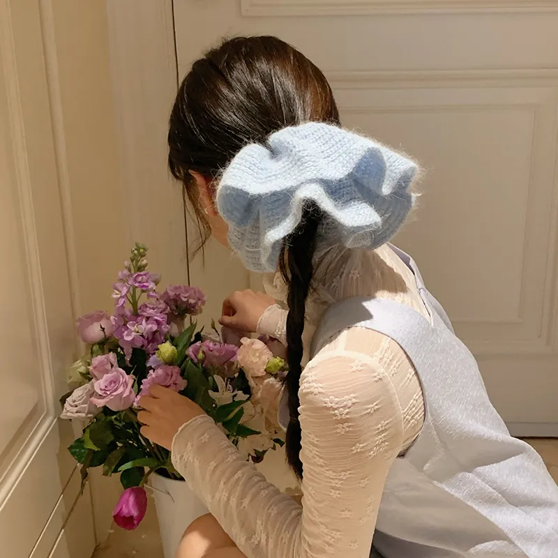 NICERURU Plush Knitted Fabric Hair Tie Women's-2