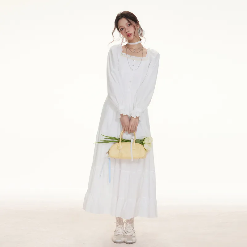 I'M ONE Long Sleeved Dresses Women's White-5