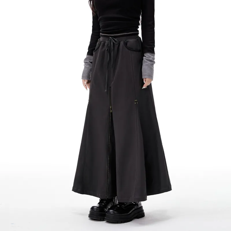 I'M ONE Casual Long Skirts Women's Medium Gray-3
