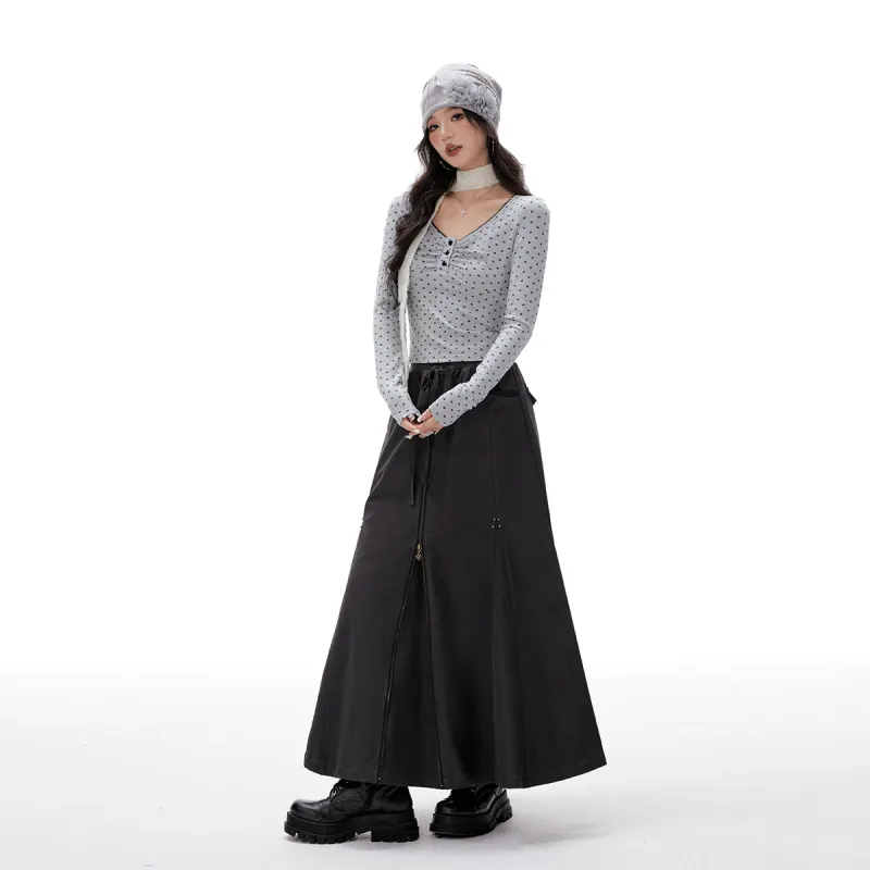 I'M ONE Casual Long Skirts Women's Medium Gray-5