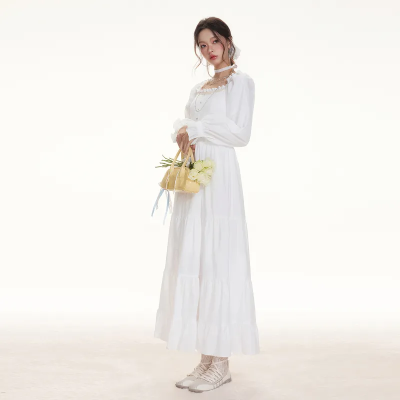 I'M ONE Long Sleeved Dresses Women's White-7