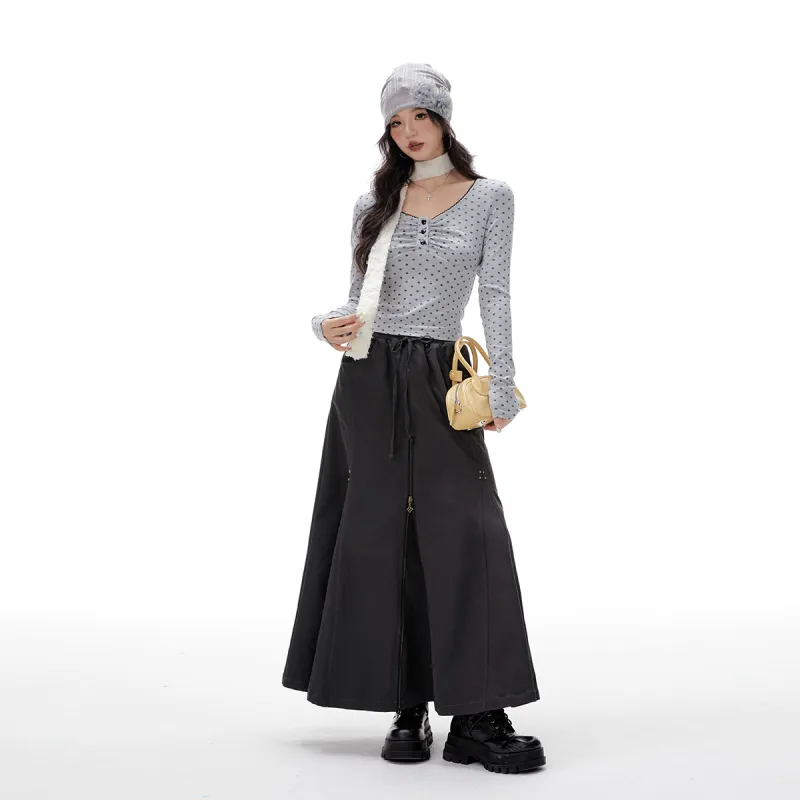 I'M ONE Casual Long Skirts Women's Medium Gray-6