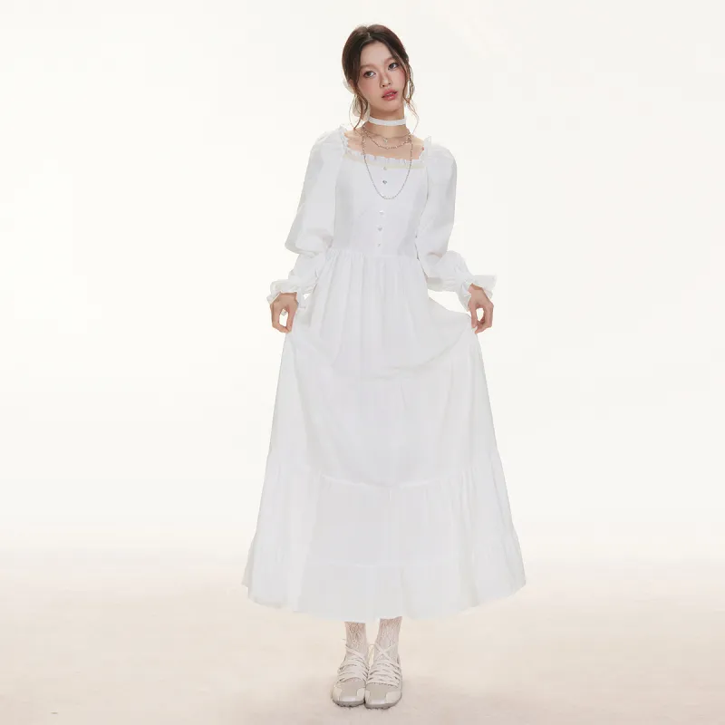 I'M ONE Long Sleeved Dresses Women's White-6