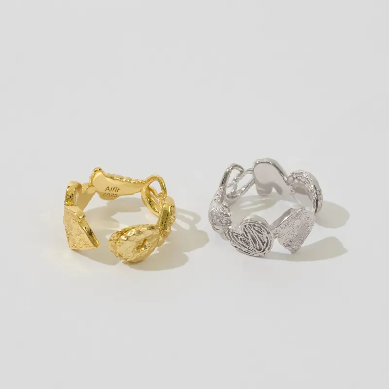ALFIR 925 Sterling Silver Gold Plated Rings Unisex-2