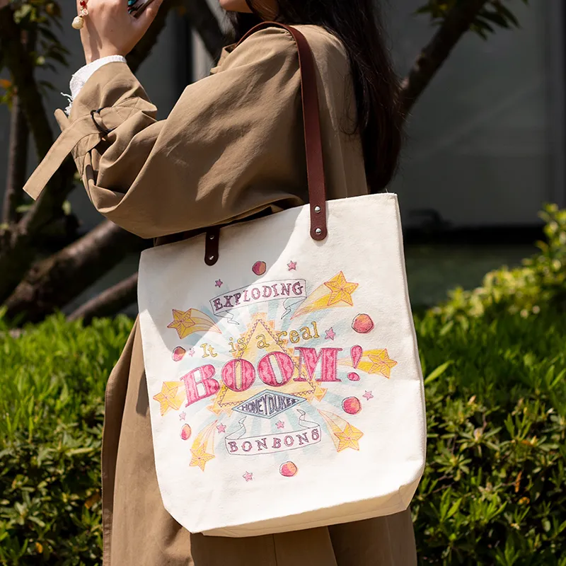 HARRY POTTER Canvas Bibido Multi-Flavored Bean Bag Canvas Bag Handbag Shoulder Bag Regular Unisex White-3