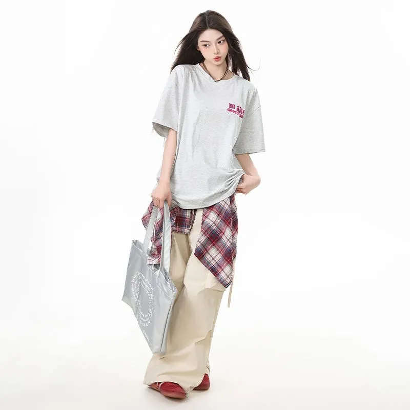 YINLEI Drop Shoulder Sleeve T Shirt Women's-3