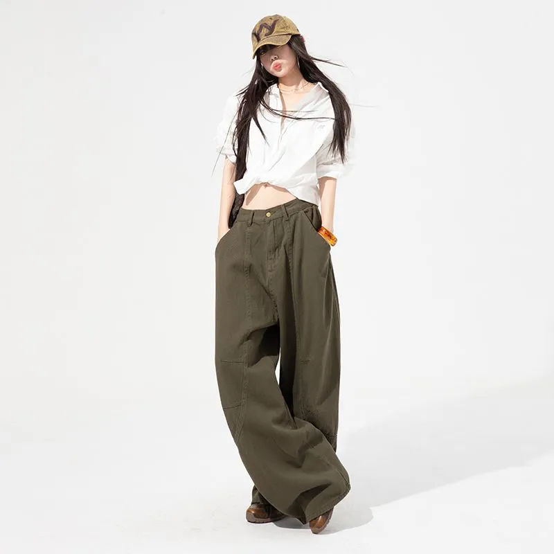 YINLEI Cargo Pants Women's Olive-4