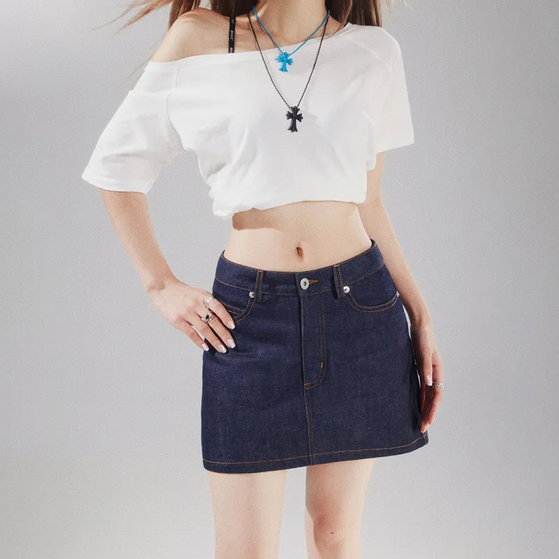 YINLEI Denim Short Skirts Women's-2