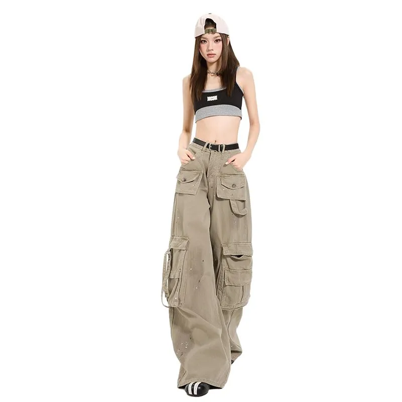 YINLEI Cargo Pants Women's Khaki-2