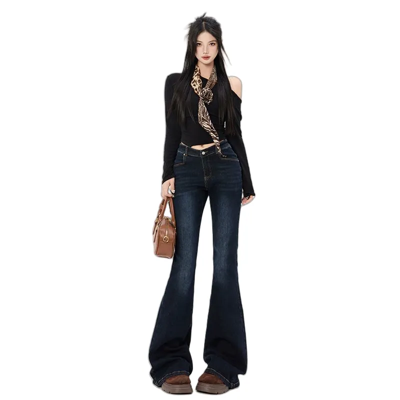 YINLEI Jeans Women's Dark Blue-2