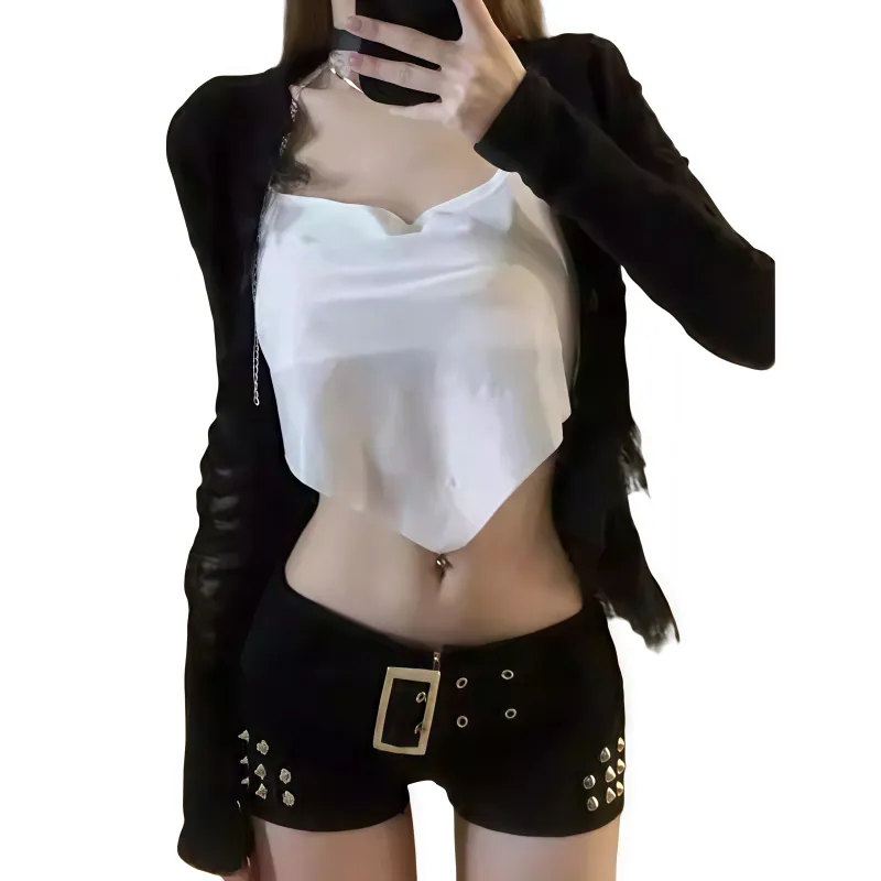 YINLEI Denim Shorts Women's Black-1