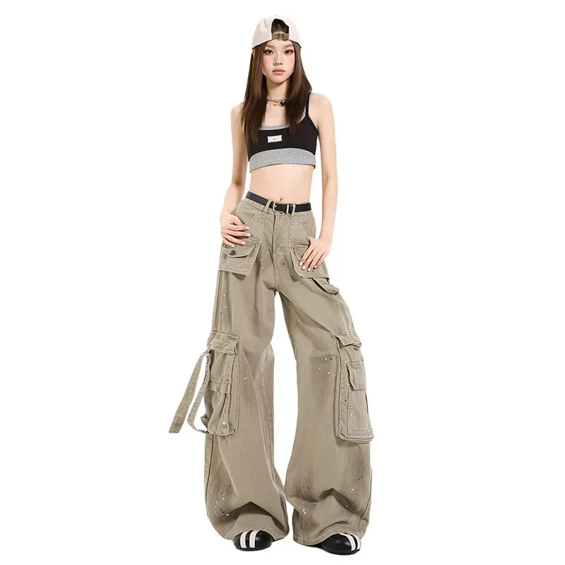YINLEI Cargo Pants Women's Khaki-4