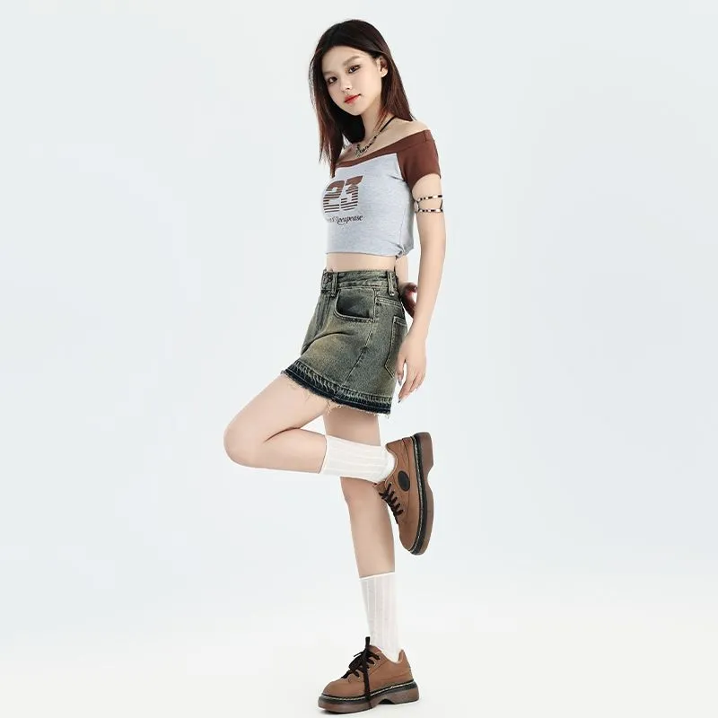 YINLEI Denim Short Skirts Women's-4